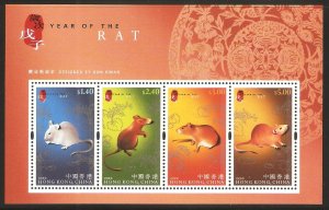 Hong Kong 2008 Lunar New Year of the Rat Miniature Sheet MNH