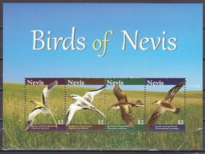 Nevis, Scott cat. 1602 a-d. Birds of Nevis, sheet of 4.