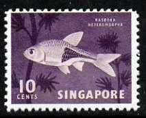 Singapore 1962-68 Harlequinfish 10c (with red-orange omit...