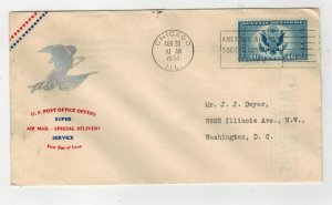 1934 US 1ST AIRMAIL SPECIAL DELIVERY CE1 RICE FDC CACHET