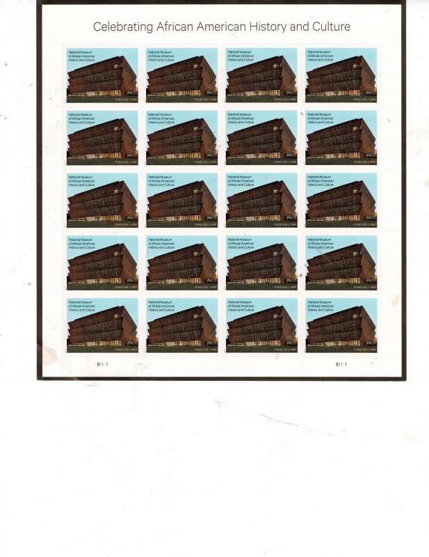 Africian American History Museum Forever US Postage Sheet #5251 VF MNH