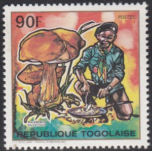Togo 1990 MNH Sc #1554 90fr Phlebobos silvaticus Mushrooms, Scouts