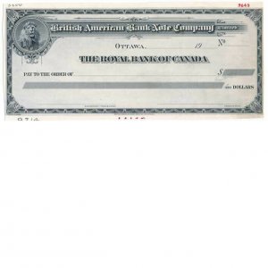 British American Bank Note Company, Ottawa, Canada, check proof, Canvas Paper