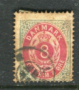 DENMARK; 1880s early classic issue used 8ore. value fair Postmark