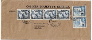 Fiji 1956 Govt Buildings cancel on OHMS airmail cover to GUAM