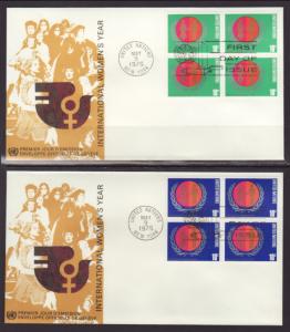 UN New York 258-259 Women's Year B/4 Geneva S/2 U/A FDC