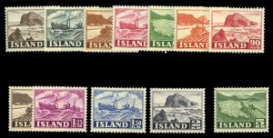 Iceland #257-268 Cat$141.90 (for never hinged), 1950-54 5a-5k, complete set, ...