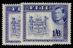 FIJI GVI SG263a + 263b, 1s 6d PERF VARIETIES, LH MINT.