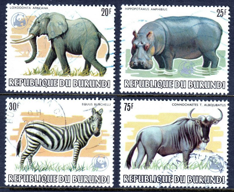 BURUNDI — SCOTT 593a//600a — 1983 WWF WILDLIFE OVPT ISSUE — USED — SCV $180