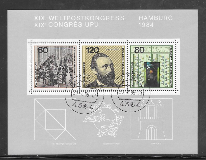 Germany #1420 CTO 1984 Postal Union Congress Souvenir Sheet (12181)