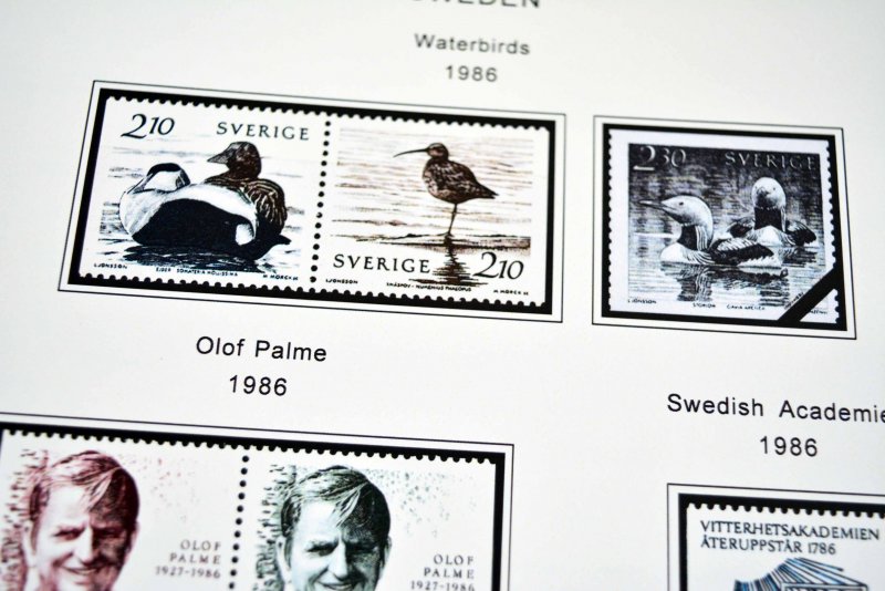 COLOR PRINTED SWEDEN 1971-1988 STAMP ALBUM PAGES (62 illustrated pages)