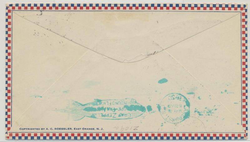 BRAZIL TO USA 1930 GRAF ZEPPELIN COVER, Si#59E