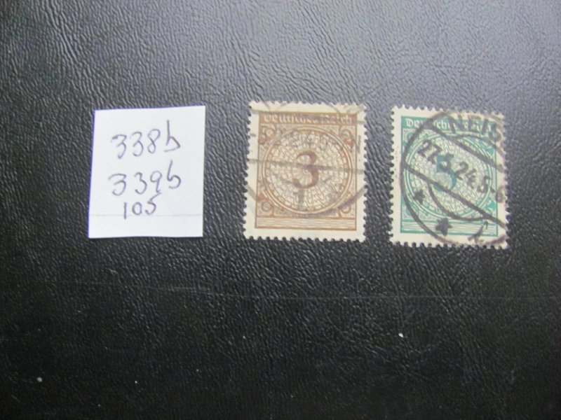 Germany 1923 USED MI. 338b+339b COLOR VARITIES SC 323-4 105 EUROS  (128)