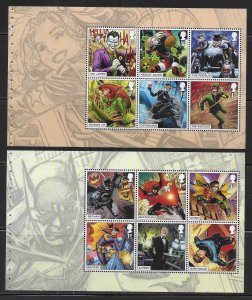 Great Britain 4159b, 4165b, DC Comics Booklet Panes MNH