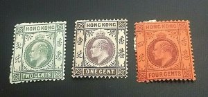 KAPPYSSTAMPS HONG KONG #71-73 1903 WMK 2 MINT HINGED  GS0826