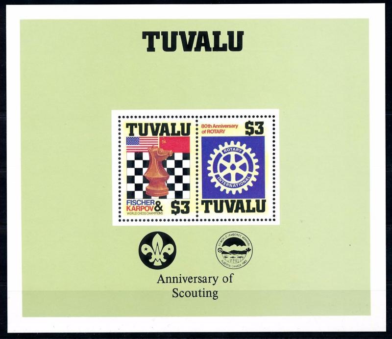 [66776] Tuvalu 1986 Scouting Pfadfinder Chess Rotary Souvenir Sheet MNH