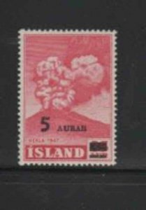 ICELAND #283 1954 5a ON 35a VOLCANO SURCHARGED MINT VF LH O.G a