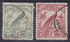 NEW GUINEA 1932 UNDATED BIRD 1/- AND 2/- USED