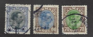 Denmark SC#117, 123 & 125 Used F-VF SCV$16.75...nice bargain!!