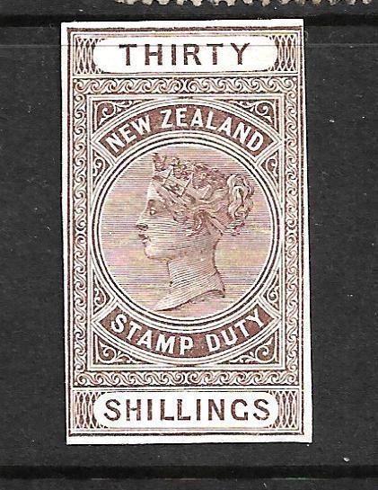 NEW ZEALAND 1880  30 /- QV  FISCAL  PLATE PROOF   ....