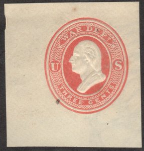 SC#UO52 3¢ Washington War Department Cut Square (1875) Used