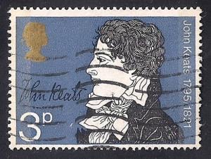 Great Britain #651 3P John Keats used F