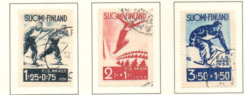Finland Sc B31-33 1938 Ski Championships stamp set used