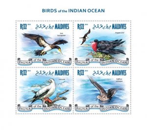 MALDIVES - 2013 - Indian Ocean Birds - Perf 4v Sheet - Mint Never Hinged