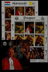 Paraguay 3 MNH s/s/m/s John Paul II