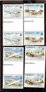 Kiribati 1982 Aeroplane, Aviation, Airline Transport Gutter Pair 4v  MNH**  #...