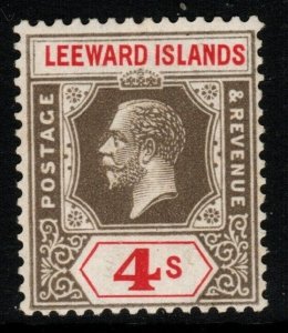 LEEWARD ISLANDS SG77 1922 4/= BLACK & RED MTD MINT