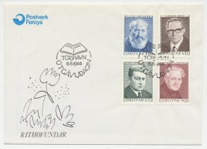 Cover / Postmark Faroe Islands 1988 Writers