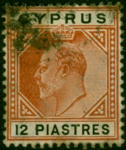 Cyprus 1906 12pi Chestnut & Black SG69 Good Used 1