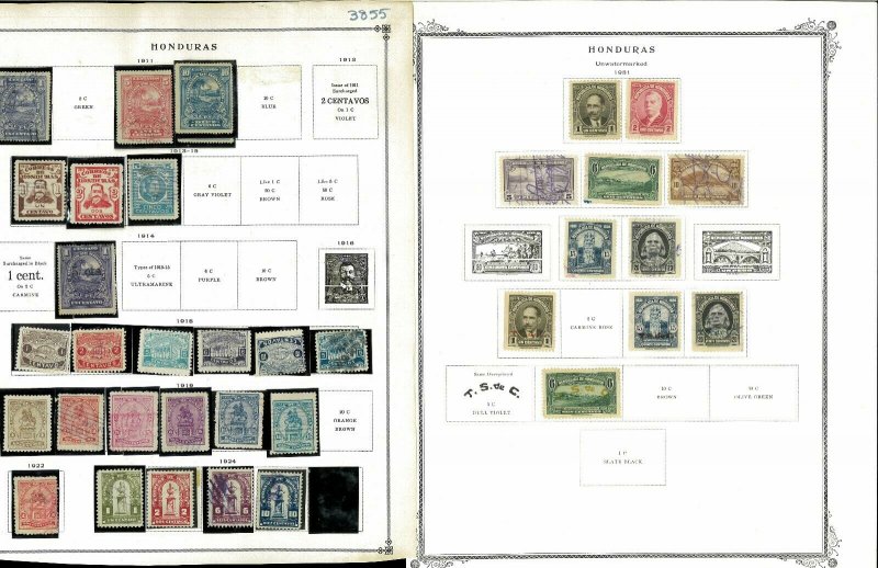 Honduras 1891-early 60's M & U on a Messy Mix of Remaindered Pages.