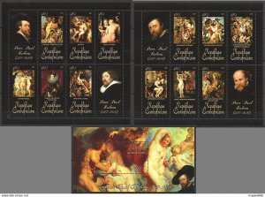 2011 Central Africa Art Peter Paul Rubens 1577-1640 Bl+2Kb ** Ca1060