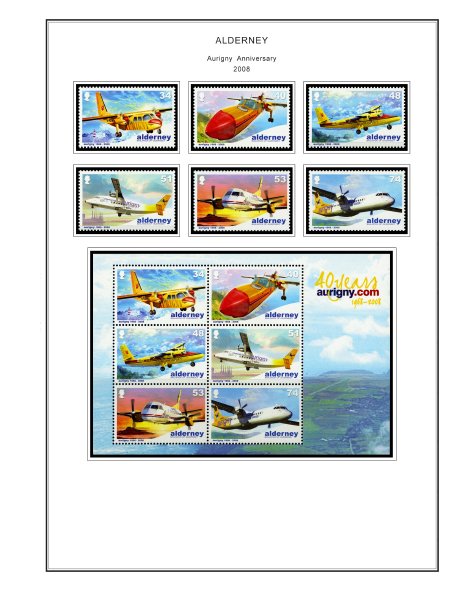 COLOR PRINTED ALDERNEY 1983-2018 STAMP ALBUM PAGES (80 illustrated pages)