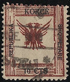 ALBANIA 1917 Sc 66  10c Coat of Arms Used VF - Eagle / Bird