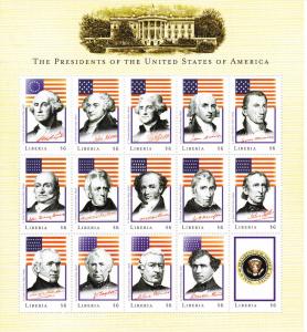 Liberia Presidents of the U.S., Unlisted set of 3 sheets, NH