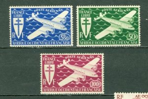 FRENCH WEST AFRICA 1945 AIR #C1-C3 SET MNH...$9.50