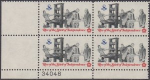 1476 Printer And Patriots Plate Block MNH