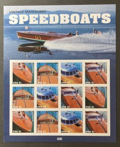 U.S. 2007 #4160-3 Sheet, Speedboats, MNH.