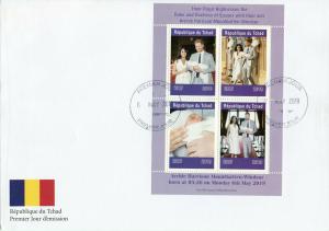 Chad 2019 FDC Prince Archie Royal Baby Harry 4v M/S Cover I Royalty Stamps