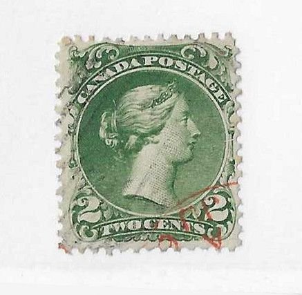 Canada SC #24 2c LQ  green used VF
