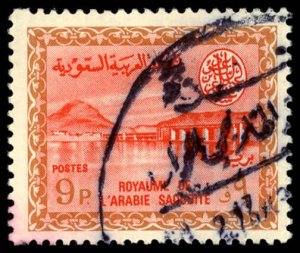 SAUDI ARABIA Sc 294 USED - 1968 9p - Wadi Hanifa Dam, Redrawn, 27 mm x 22 mm