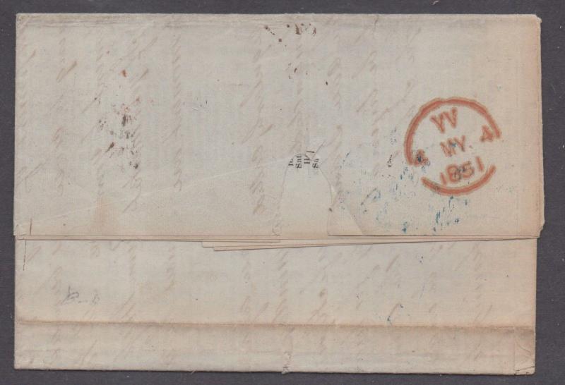 **US Stampless Cover Ship Mail, Baltimore 4/27/1857 to London, Paid 24