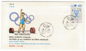 Turkey 1988 FDC Stamps Scott 2418 Sport Olympic Games Medals