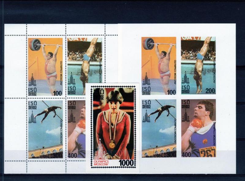 Iso (Sverige) 1980 Moscow Olympics Set perf+imperf + SS MNH