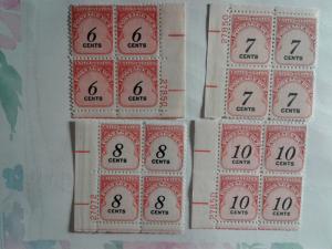 SCOTT #'s J 94-J 97 UNITED STATES POSTAGE DUE PLATE BLOCKS MINT NEVER HINGED