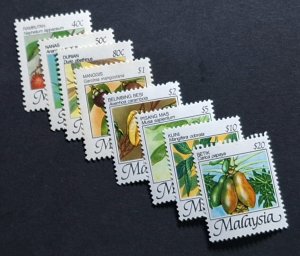 MALAYSIA 1986 FRUITS DEFINITIVE SERIES OF FULL 8V