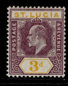 ST. LUCIA EDVII SG61, 3d dull purple and yellow, LH MINT. Cat £11.